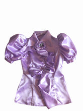 Load image into Gallery viewer, Satin Puff Sleeve Ruffled Blouse