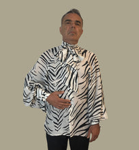 Load image into Gallery viewer, Men&#39;s Zebra Print Silk Georgette Raglan Shirt