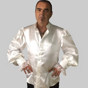 Mens 100% Silk Shirt with Detachable Jabot