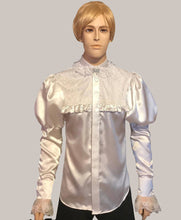 Load image into Gallery viewer, Men&#39;s Victorian Satin&amp; Lace Details Men Shirt