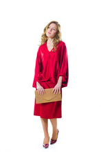 Load image into Gallery viewer, V-Neck Batwing Satin Dress