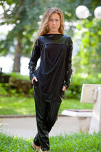 Load image into Gallery viewer, Jersey&amp;Mesh LooseFitting Blouse With Satin Elements