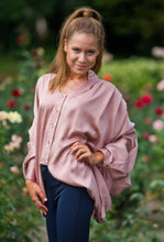 Load image into Gallery viewer, Dusty pink draped silk batwing top