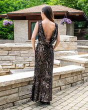 Load image into Gallery viewer, Backless Sequin Velvet Dress